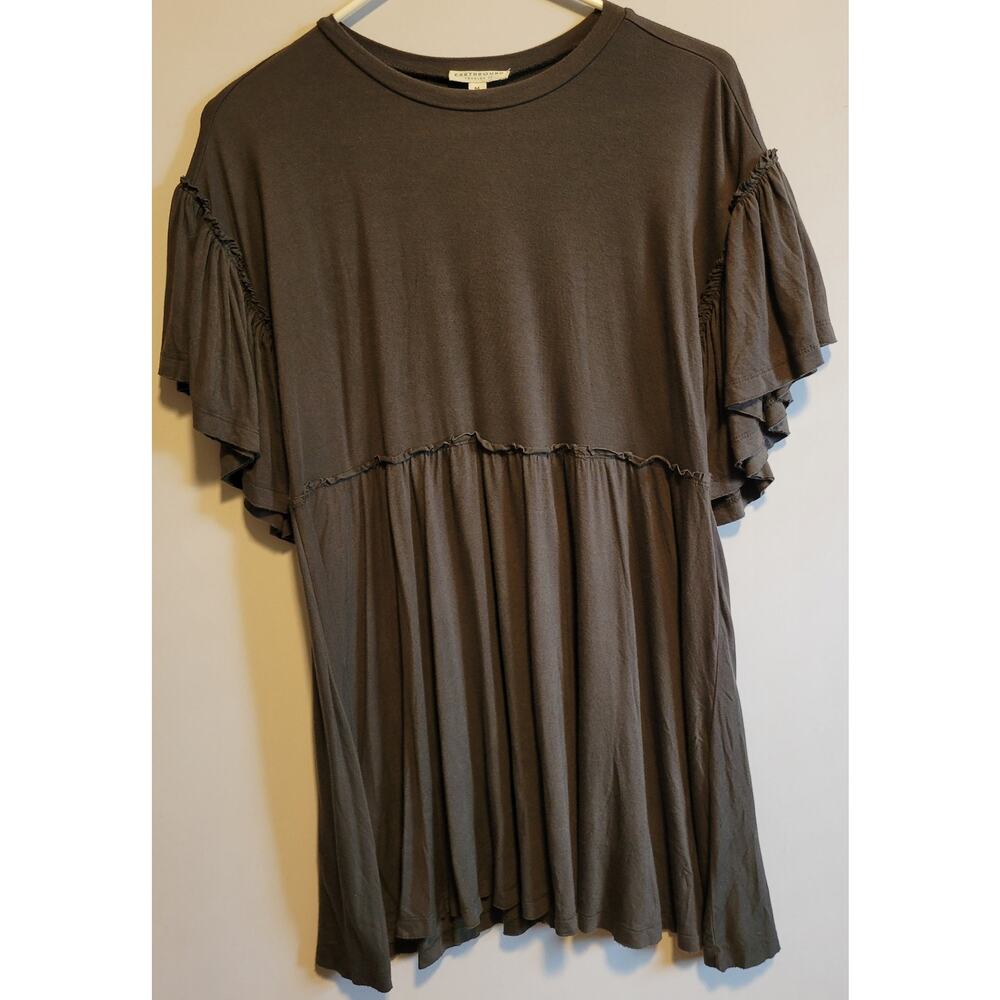 Earthbound Trading Co Women's Boho Gray T-shirt Dress - Med